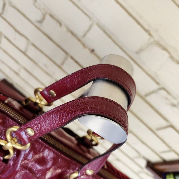 Coach Ashley Deep Red Gathered Shoulder Bag/Handbag Purse - Picture 6 of 16